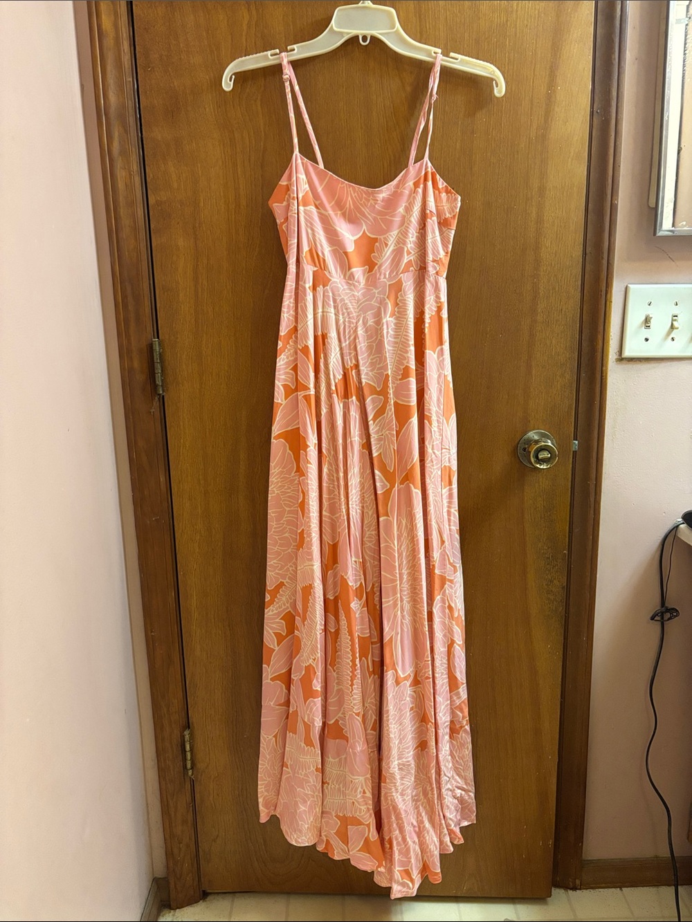 Olivaceous Pink and Orange Floral Maxi Slip Dress